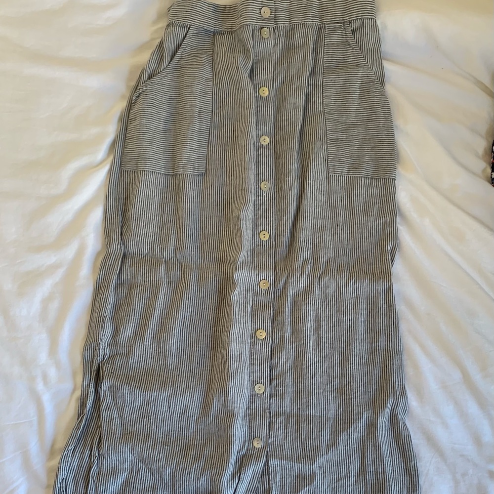 St Tropez linen striped midi skirt